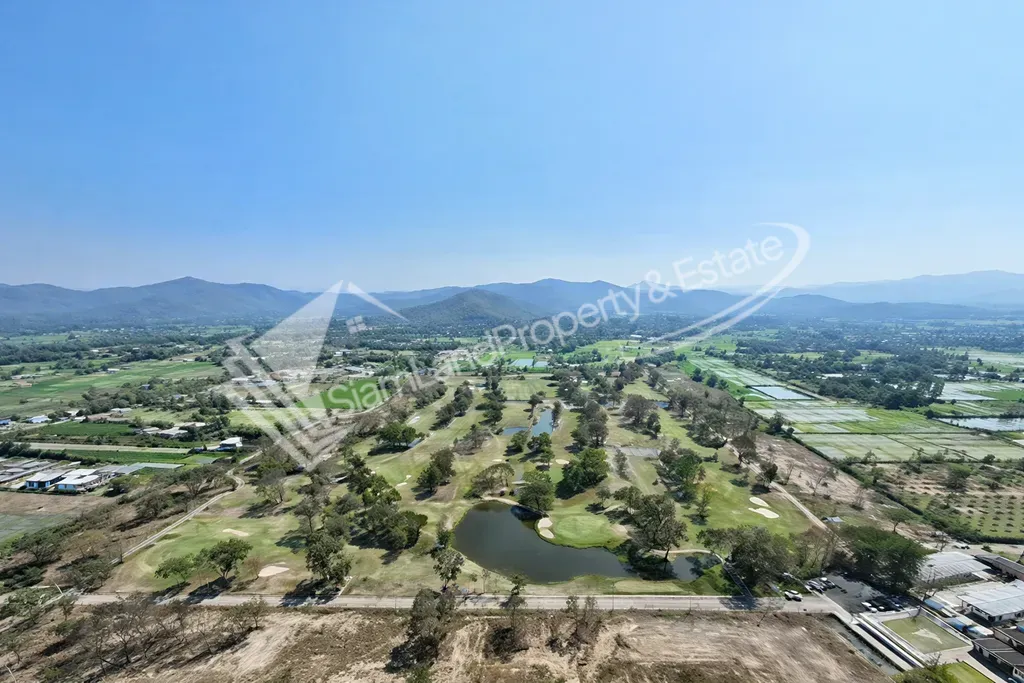 Sand Creek Golf Course Chiang Mai beautiful high-angle aerial view showcasing the expansive green fairways